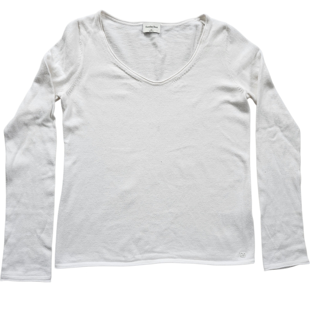 Aritzia Sunday Best Cashmere Blend Long Sleeve Top – White – Size XS - Picture 3 of 6